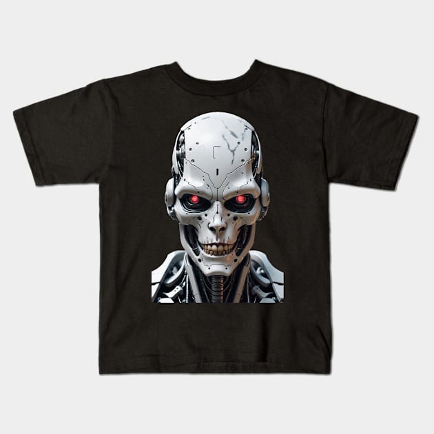 Killer Cyborg Head Kids T-Shirt by FurryBallBunny